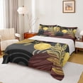 thumbnail image 1 of Castle Fairy Boho Tropical Leaf Full Size Sheets 4-Piece for Boys, Geometric Art Bed Sheets for Bedroom, Brown Gold, 1 of 6