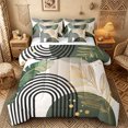 thumbnail image 1 of Castle Fairy Boho Tropical Leaf Twin Bedding Sets 7-Piece for Kids, Geometric Print Bedding Comforter Set for Bedroom, Green Black, 1 of 7