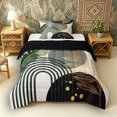 thumbnail image 1 of Castle Fairy Boho Tropical Leaf Twin Comforter Sets 3-Piece for Kids, Geometric Print Bedding Set for Bedroom, Green Black,Black Reversible, 1 of 6