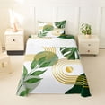 thumbnail image 1 of Castle Fairy Boho Tropical Leaf Twin Sheet Sets 3pcs for Teens, Geometric Art Bedding for Bedroom, Green Gold, 1 of 6