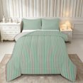 thumbnail image 1 of Castle Fairy Boho Vertical Line Queen Comforter Set 3 Pieces,Bohemian Thin Stripe Comforter Sets Queen,Mint Green Pink,Reversible,1 Comforter and 2 Pillowcases, 1 of 6