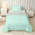 thumbnail image 1 of Castle Fairy Boho Vertical Line Twin Comforter Sets 2pcs,Bohemian Linear Motif Bedding Set,White Mint Teal,Reversible,1 Comforter and 1 Pillowcase, 1 of 6