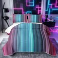 thumbnail image 1 of Castle Fairy Boho Vertical Stripe Twin Quilt Set 2 Pieces,Minimalism Thin Line Twin Coverlet Set,Pink Teal Lavender,1 Bedspread and 1 Pillowcase, 1 of 7