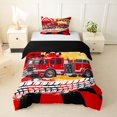 thumbnail image 1 of Castle Fairy Bold Fire Truck Twin Bedding for Kids, Bright Engine Graphic Duvet Cover Set for Modern Room, Red,Black Reversible,2pcs,No Comforter, 1 of 6