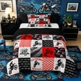 thumbnail image 1 of Castle Fairy Bold Red Motocross Twin Comforter Sets 3-Piece for Teens, Arrow Chevron Bike Bedding Set for Bedroom, Red Black,Black Reversible, 1 of 6