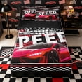 thumbnail image 1 of Castle Fairy Bold Red Sports Car Zipper Twin Comforter Sets with Fitted Sheet and 2 Pillowcases,Vivid Speedometer Tire Zipper Bedding Set,Red Black White,4-Piece,Black Reversible, 1 of 6