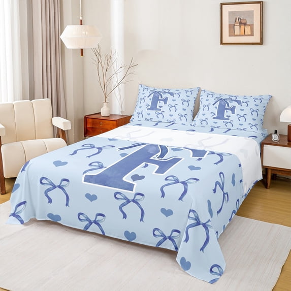Castle Fairy Initial F 4-Piece King Size Bed Sheets