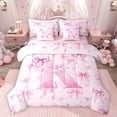 thumbnail image 1 of Castle Fairy Bow Letter Monogrammed K Bedding Comforter Set,Cute Queen Bedding Sets, 1 of 8