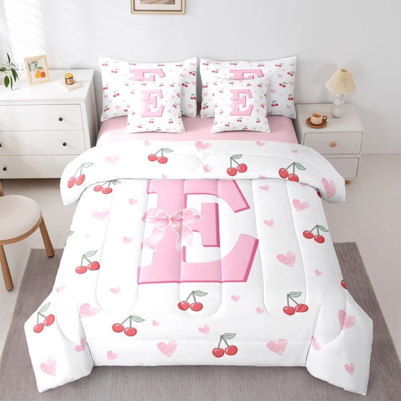 Castle Fairy Bow Personalized Initial E Twin Bedding Sets,Dreamy Bedding Comforter Set