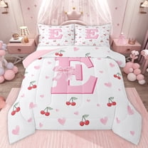 Castle Fairy Bow Personalized Initial E Twin Comforter Sets,Dreamy Bow Knot Bedding Set
