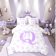 thumbnail image 1 of Castle Fairy Bowknot Alphabet Q 7 Pieces Bedding Comforter Set for Teens,Dreamy Princess Full Bedding Set Lightweight,Kawaii Bow Fitted Sheet Flat Sheet,Breathable Home Decor, 1 of 9