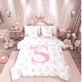 thumbnail image 1 of Castle Fairy Bowknot Alphabet S 7-Piece Twin Bedding Sets for Teens,Dreamy Princess Bedding Comforter Set,Kawaii Bow Breathable Sheet Sets,Breathable Home Decor, 1 of 8