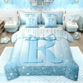 thumbnail image 1 of Castle Fairy Bowknot Initial Alphabet R Twin Bedding Sets 7-Piece for Female Men,Sparkling Graffiti Splash Bedding Comforter Set Microfiber,Dreamy Princess Bling Glitter Breathable Sheet Sets, 1 of 8
