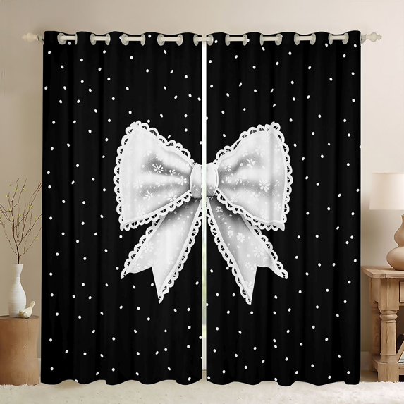 Castle Fairy Bowtie Blackout Curtains Set of 2 (52x84 Each),Polka Dots Window Curtains