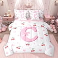 thumbnail image 1 of Castle Fairy Bowtie Personalized Initial C Twin Bedding Sets,Cherry Bedding Comforter Set, 1 of 8