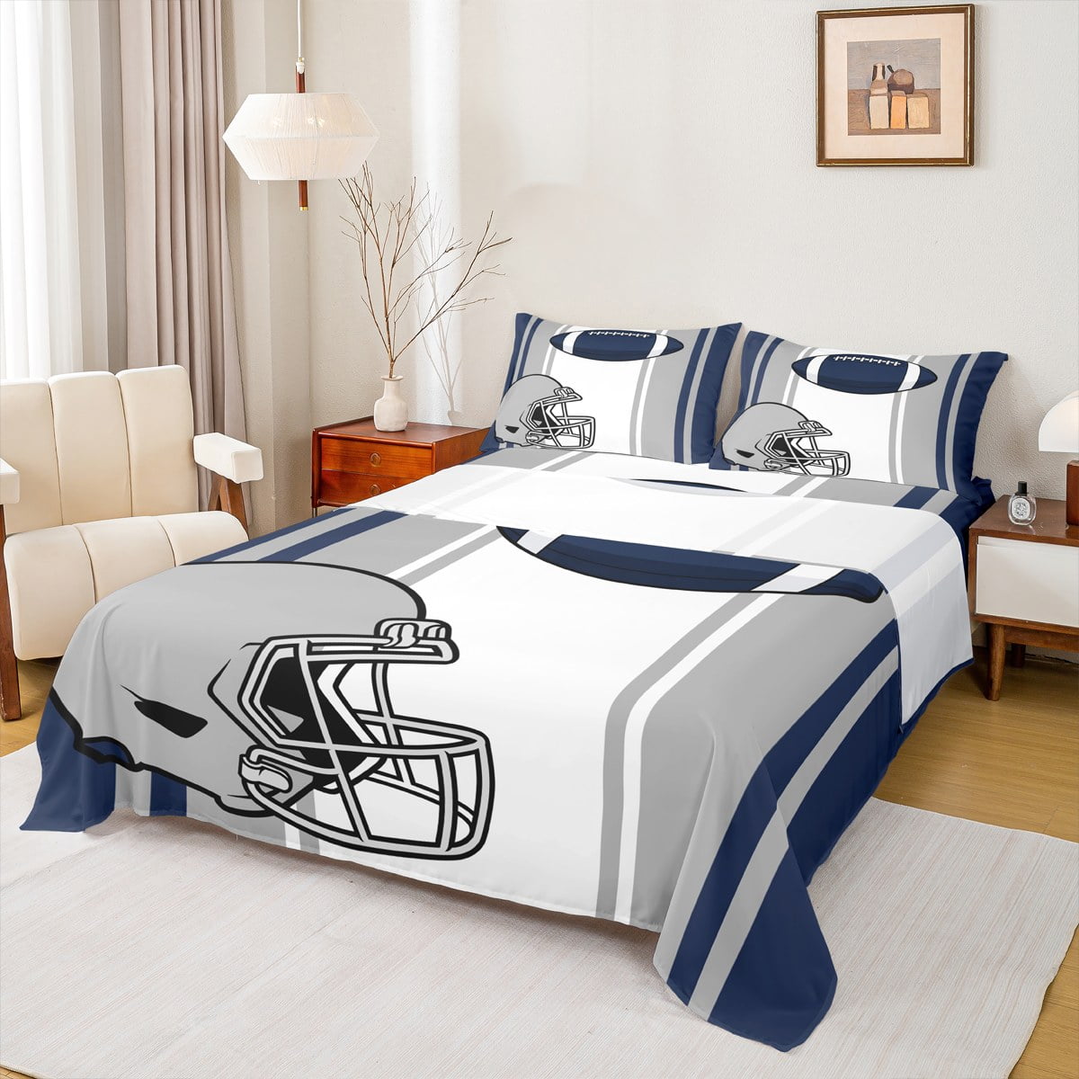 Castle Fairy Boys American Football 3pcs Twin Sheet Sets,Sport Theme