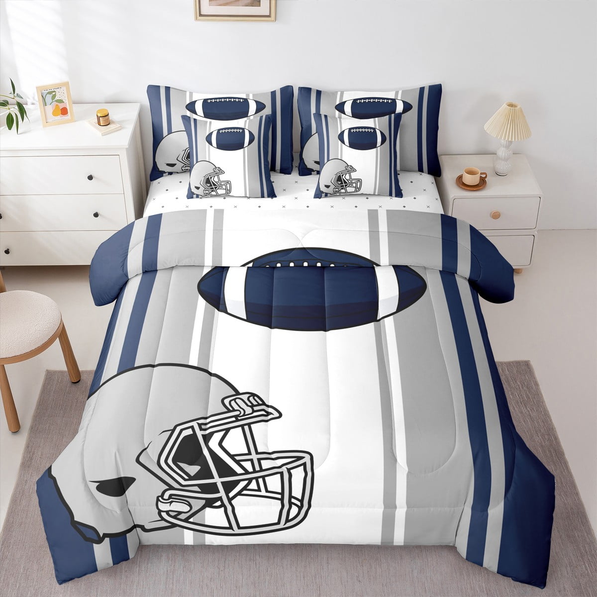 Castle Fairy Boys American Football 7Piece Bedding Comforter Set,Sport