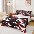 thumbnail image 1 of Castle Fairy Boys Black Red Camouflage 4 Pieces Queen Sheet Sets,Abstract Geometric Ultra Soft Flat Sheet,Queen Fitted Sheet,Breathable Home Decor, 1 of 7