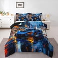 thumbnail image 1 of Castle Fairy Boys Blue Racing Car Twin Comforter Sets,Extreme Sport Bedding Set, 1 of 8