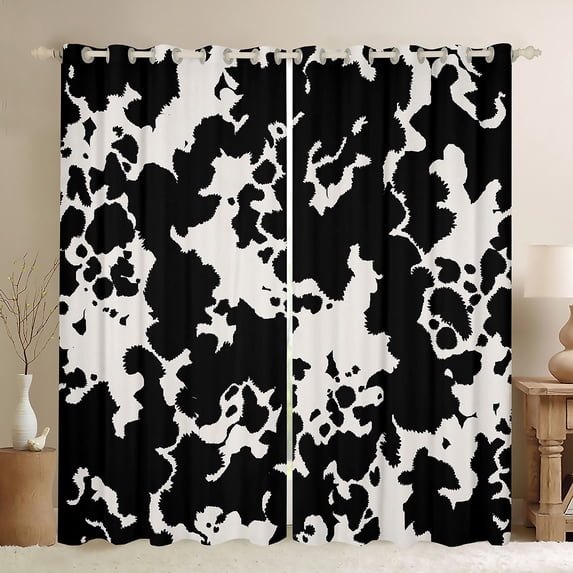 Castle Fairy Boys Cow Print Curtains Pack of 2 (42x84 Each),Black White Curtains Blackout,Farmhouse Animal Bedroom Curtains,Luxury Bedroom Decor