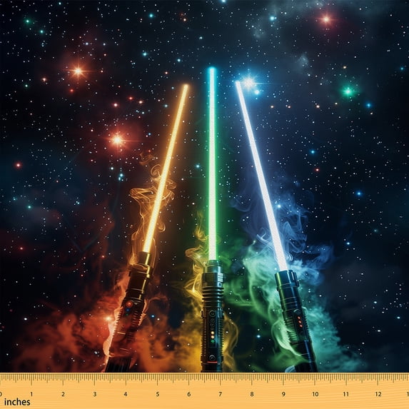 Castle Fairy Boys Game Lightsaber Fabric by the Yard 2 Yards,Starry Sky Room Decor Fabric by the Yard,Abstract Gradient Sewing Fabric,Ultra Soft Home Decor