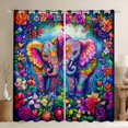 thumbnail image 1 of Castle Fairy Boys Girls Abstract Animal Elephants Black Out Curtains,Bohemian Hippie Flowers Curtains Pack of 2 (42x63 Each),Exotic Style Damask Bedroom Curtains,Super Cozy Room Decor, 1 of 6