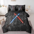 thumbnail image 1 of Castle Fairy 7-Piece King Size Bedding Set, Abstract Lightsaber Vintage Retro Print, 1 of 8