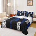thumbnail image 1 of Castle Fairy Boys Girls Animal Zebra Leopard Print 4 Pieces Queen Sheet Sets,Abstract Geometric Rectangle Stripes Ultra Soft Flat Sheet,Black Blue Queen Fitted Sheet,Breathable Home Decor, 1 of 7