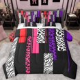 thumbnail image 1 of Castle Fairy King 7-Piece Zebra Leopard Comforter Set - Black Pink Purple Geo Bedding, 1 of 8