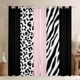 thumbnail image 1 of Castle Fairy Boys Girls Animal Zebra Leopard Print Black Out Curtains,Abstract Geometric Stripes Curtains Pack of 2 (42x63 Each),Black Pink Bedroom Curtains,Breathable Home Decor, 1 of 6