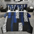 thumbnail image 1 of Castle Fairy Twin 7-Piece Zebra Leopard Print Comforter Set - Black Blue Bedding, 1 of 8