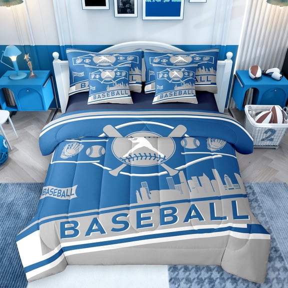 Castle Fairy Boys Girls Baseball Gaming Bedding Comforter Set 7pcs,Sport Gamer Queen Bedding Sets Super Cozy,Ball Game Queen Sheet Sets,Breathable Home Decor,Reversible