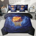 thumbnail image 1 of Castle Fairy Boys Girls Basketball Print Bedding Comforter Set 7 Pieces,Ball Gamer Full Bedding Set Lightweight,Abstract Lightning Fitted Sheet Flat Sheet,Lightweight Room Decor,Reversible, 1 of 8