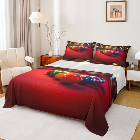 Castle Fairy Boys Girls Billiards Game Bed Sheets,Ball Gamer King Sheets