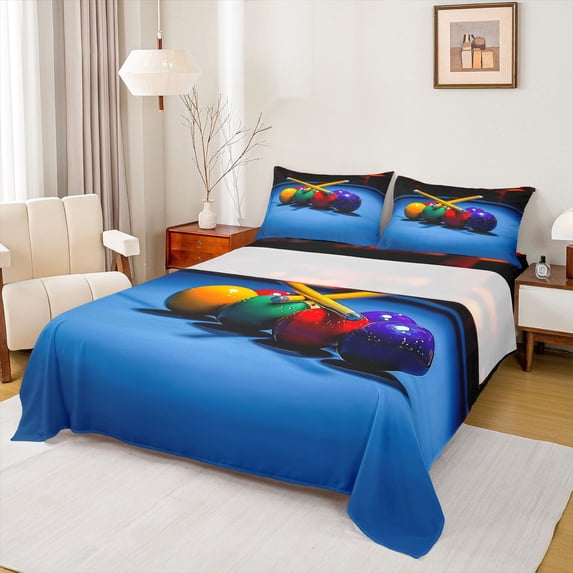 Castle Fairy Boys Girls Billiards Game Twin Sheet Sets,Ball Gamer Bedding
