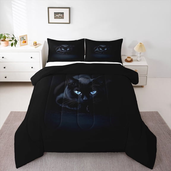 Castle Fairy Boys Girls Black Cat Full Size Comforter Sets,Gothic Style Bedding Sets