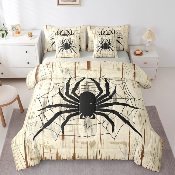 Castle Fairy Boys Girls Black Spider Bedding Comforter Set,Gothic Style King Bedding Sets