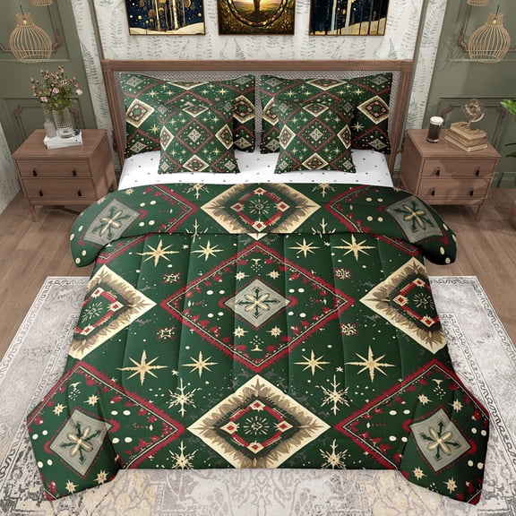 Castle Fairy Boys Girls Bohemian Aztec Bedding Comforter Set 7-Piece,Stars Print King Bedding Sets,Hippie Tribal Ultra Soft Bed Sheets,Ultra Soft Home Decor,Reversible