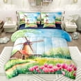 thumbnail image 1 of Castle Fairy Boys Girls Cartoon Cottage Windmill Bedding Comforter Set 7pcs,Chic Floral Flowers Queen Bedding Sets Super Cozy,Spring Garden Queen Sheet Sets,Microfiber Bedroom Decor,Reversible, 1 of 8