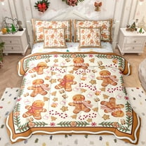 Castle Fairy Boys Girls Cartoon Gingerbread Man Twin Bedding Sets 7-Piece,Merry Christmas Bedding Comforter Set Microfiber,Xmas Festival Breathable Sheet Sets,Luxury Bedroom Decor,Reversible