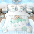 thumbnail image 1 of Castle Fairy Boys Girls Cartoon Rabbit Girl Bedding Comforter Set 7 Pieces,Dreamy Princess Full Bedding Set Lightweight,Cute Stars Print Fitted Sheet Flat Sheet,Microfiber Bedroom Decor,Reversible, 1 of 8