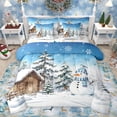 thumbnail image 1 of Castle Fairy Boys Girls Cartoon Winter Snowman Snowflakes Twin Bedding Sets 7-Piece,Rustic Cottage Cabin Bedding Comforter Set Microfiber,Merry Christmas Xmas Breathable Sheet Sets, 1 of 8