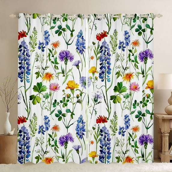 Castle Fairy Boys Girls Colorful Flowers Black Out Curtains,Spring Garden Curtains Pack of 2 (42x63 Each),Chic Floral Blossoms Bedroom Curtains,Ultra Soft Home Decor