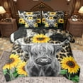 thumbnail image 1 of Castle Fairy 7-Piece Highland Cow Sunflower King Bedding Comforter Set, 1 of 8