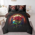 thumbnail image 1 of Castle Fairy Boys Girls Floral Red Rose Bedding Comforter Set 7pcs,Exotic Style Queen Bedding Sets Super Cozy,Retro Vintage Queen Sheet Sets,Luxury Bedroom Decor,Reversible, 1 of 8