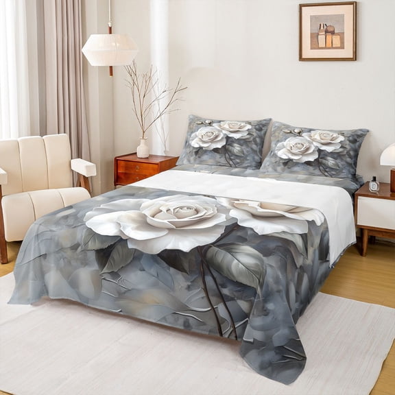 Castle Fairy Boys Girls Floral Rose Full Size Sheets,Chic Flowers Bed Sheets