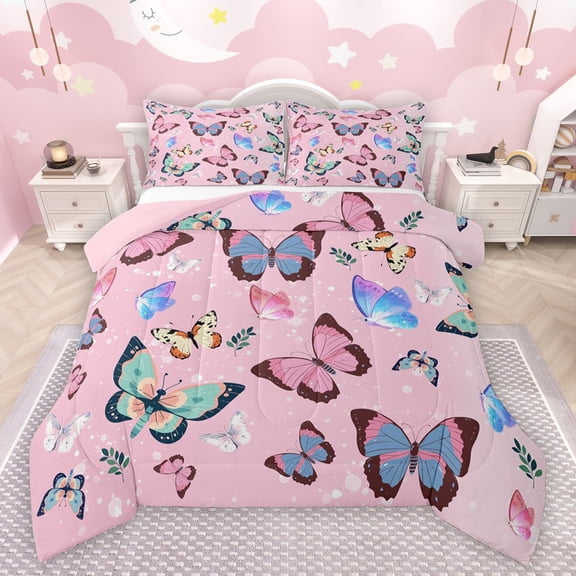 Castle Fairy 2-Piece Twin Comforter Set, Butterflies Princess Spring Garden Reversible