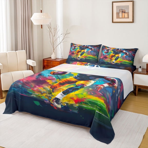 Castle Fairy Boys Girls Football Gamer Twin Sheet Sets,Sport Rugby Gamer Bedding