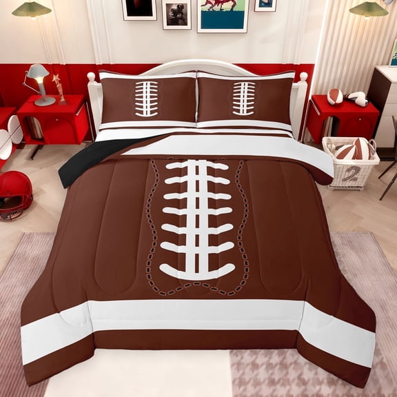 Castle Fairy Boys Girls Football Print 3 Pieces Queen Comforter Set,Sport Theme Ultra Soft Bedding Sets,Ball Gamer Bedding Comforter Set Breathable,Ultra Soft Home Decor,Reversible