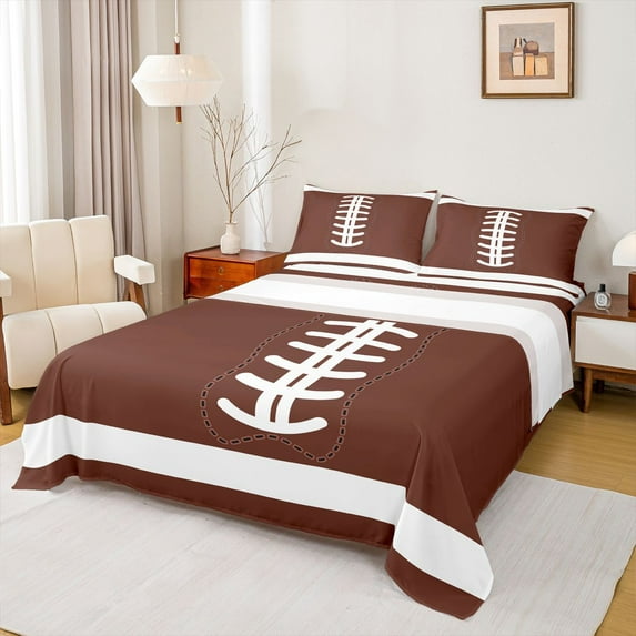 Castle Fairy Boys Girls Football Print 4pcs Bed Sheets,Sport Theme King Sheets,Ball Gamer Super Cozy Sheet Set,Ultra Soft Home Decor